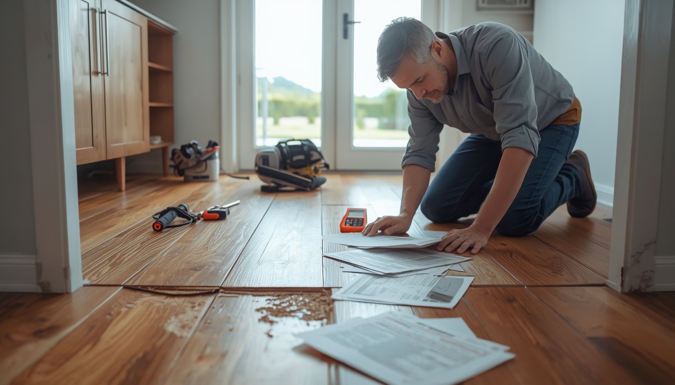 professional flooring inspector determining defects
